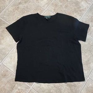 Lauren Ralph Lauren Basic Black Knit Cotton Tee